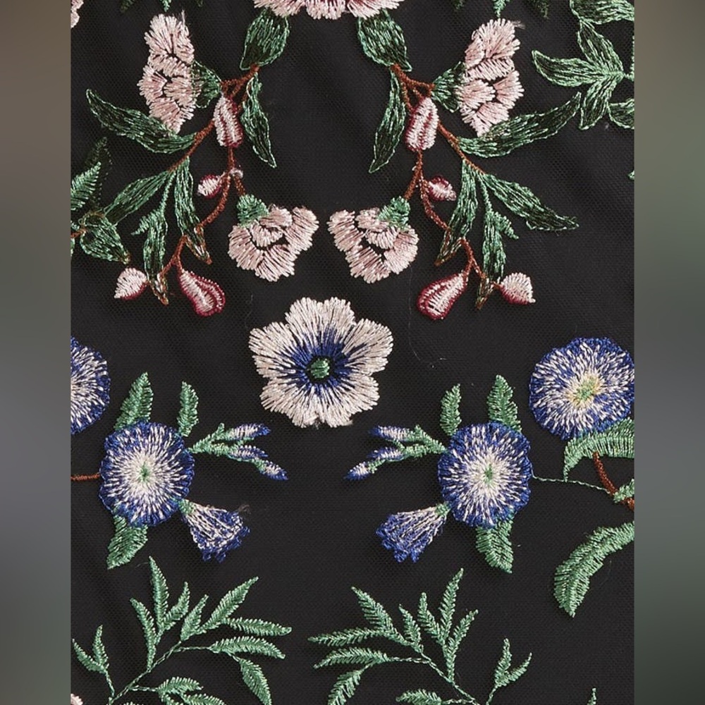 Marchesa Notte NEW Long Botanical Floral Embroidered Midi Maxi Dress Size 6 - Picture 9 of 16